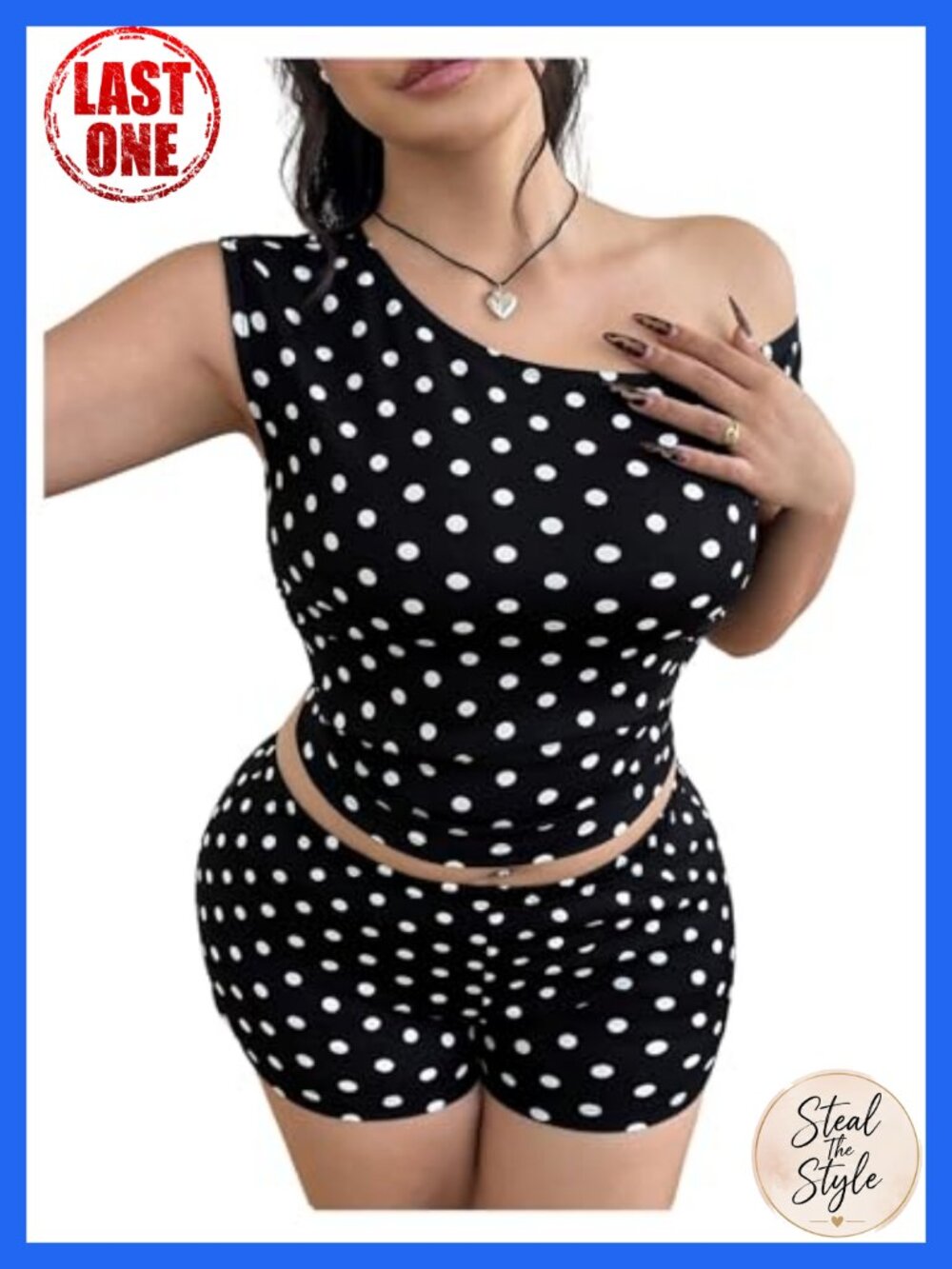 Plus Size 2 Piece Set Polka Dot Crop Top & Micro Shorts Sleeveless Summer Outfit